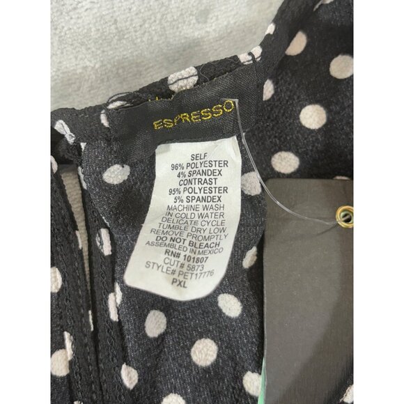 Espresso Blouse Women's XL Petite black and White Polka Dot top NWT - Picture 3 of 9